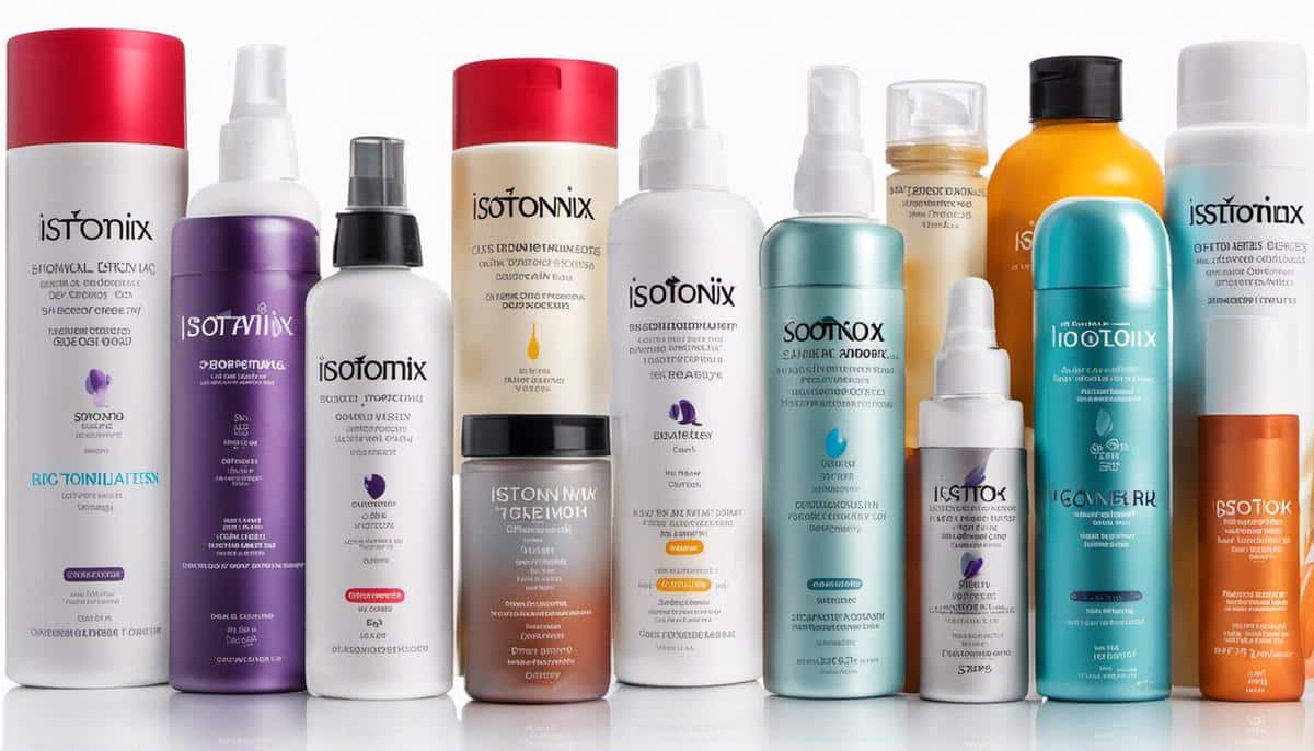 Various Isotonix supplements on a white background